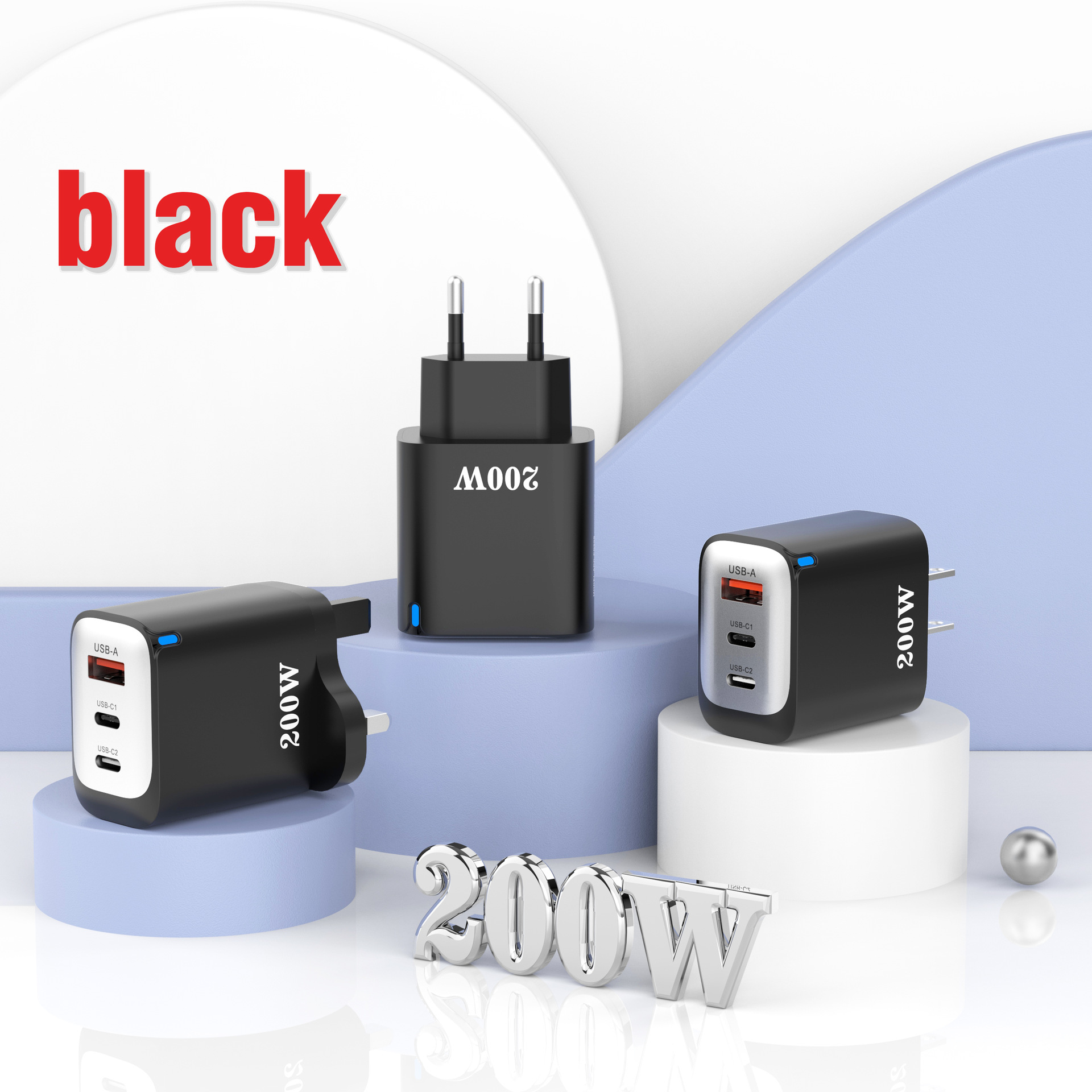 HYTO 200W Multi-Port USB Charger Block – Fast Charging PD Wall Adapter for Mobile Phones