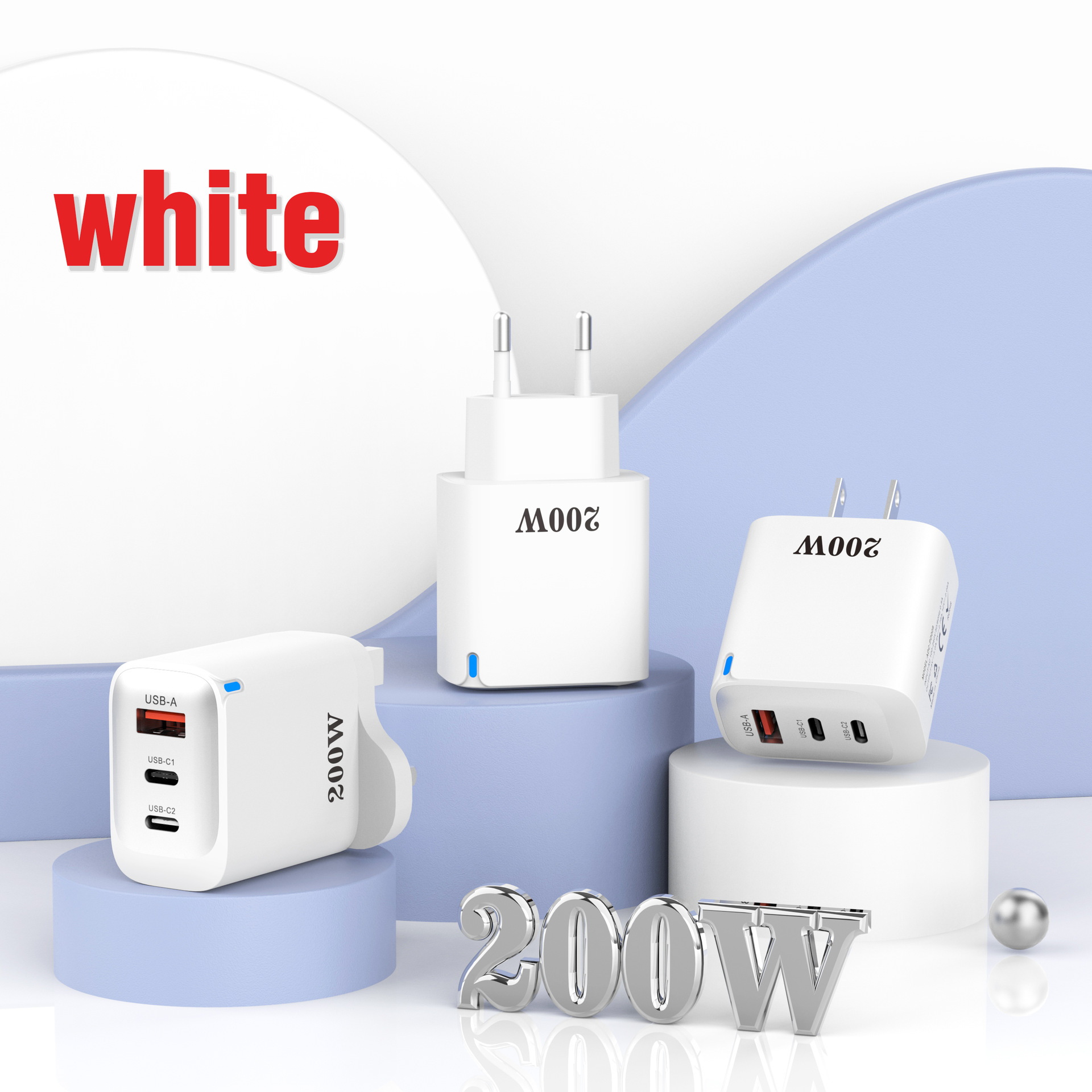 HYTO 200W Multi-Port USB Charger Block – Fast Charging PD Wall Adapter for Mobile Phones