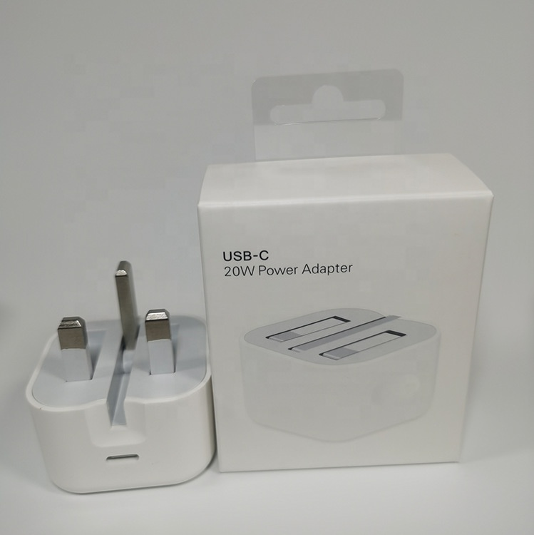 20W Foldable UK Plug Fast Charger – Type-C Adapter for iPhone
