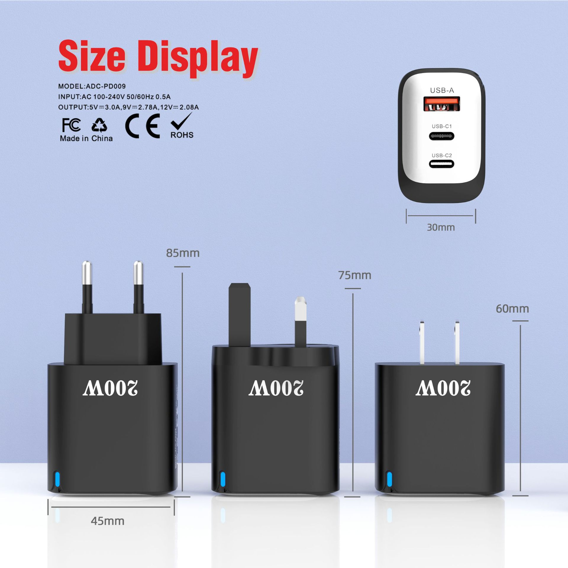 HYTO 200W Multi-Port USB Charger Block – Fast Charging PD Wall Adapter for Mobile Phones