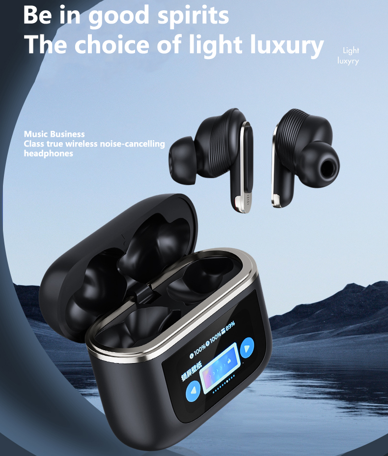 M6 Smart Touch TWS Wireless Earbuds with LCD Display & Noise Reduction